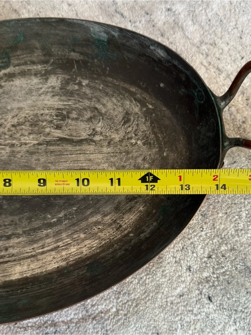 Antique French Copper With Tin Oval Roasting Pan Gratin Fish Baker 14”